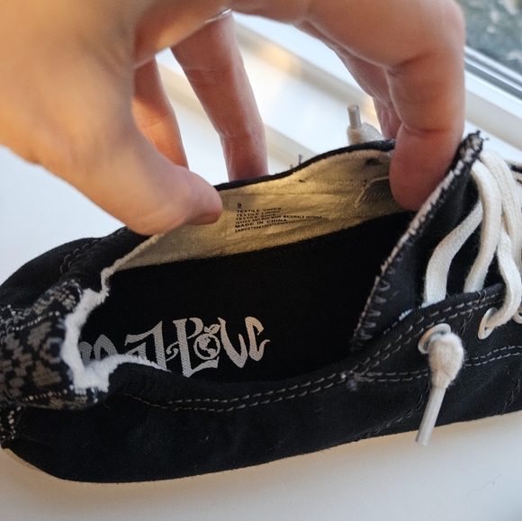 Womens Mad Love Black Canvas Sneakers - Picture 6 of 8